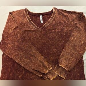 Zenana Outfitters Brown Boxy Long Sleeve Hoodie